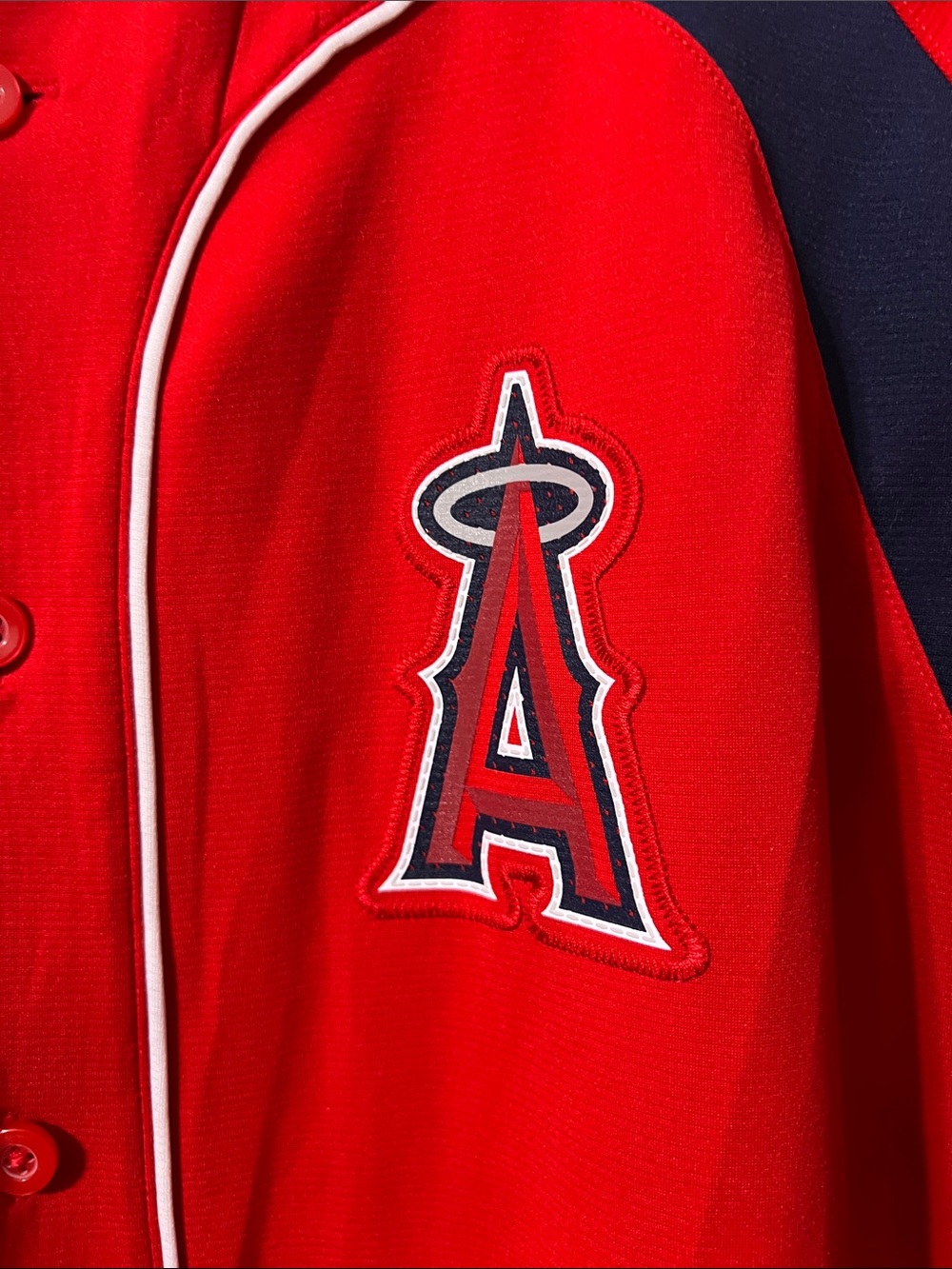 Majestic Red and Navy Los Angeles Angels Baseball Jersey - Picture 2 of 5